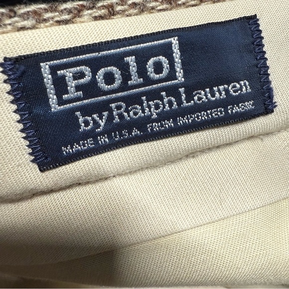 Polo Ralph Lauren Brown Tweed Wool Pleated Trousers Vintage Classic Fit 33x30 - Picture 8 of 13